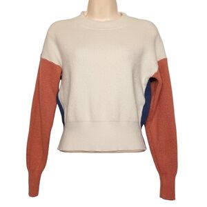 COMUNE Colorblock Cream Orange Blue Long Sleeve Pullover Knit Top Small